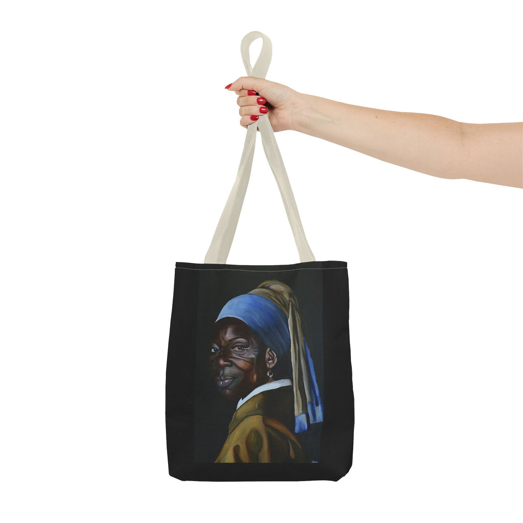 Reimaginning 'Girl with Pearl Earring' Woman Tote Bag — Painted Portrait All-Over Print