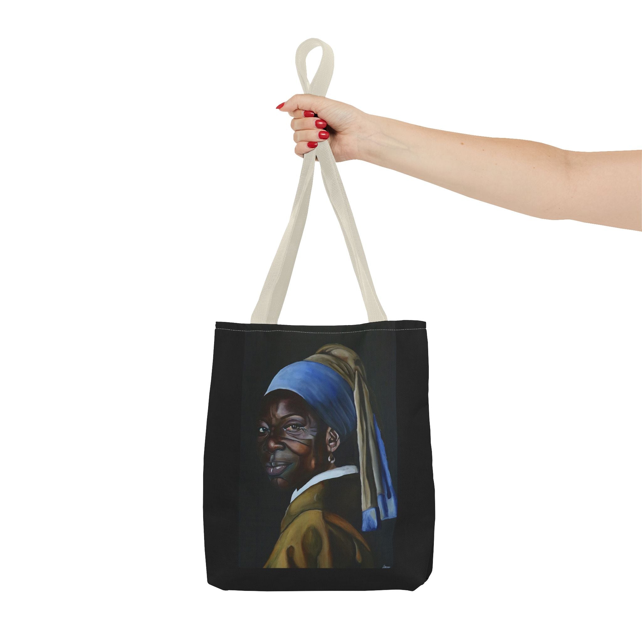 Reimaginning 'Girl with Pearl Earring' Woman Tote Bag — Painted Portrait All-Over Print