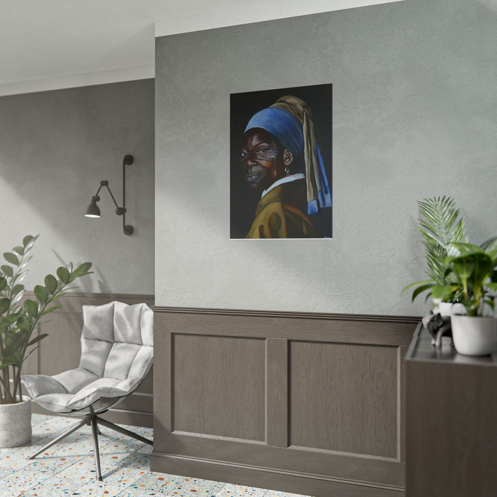 'Girl with Pearl Earring' Reimmaginned Rolled Poster | Portrait Wall Art