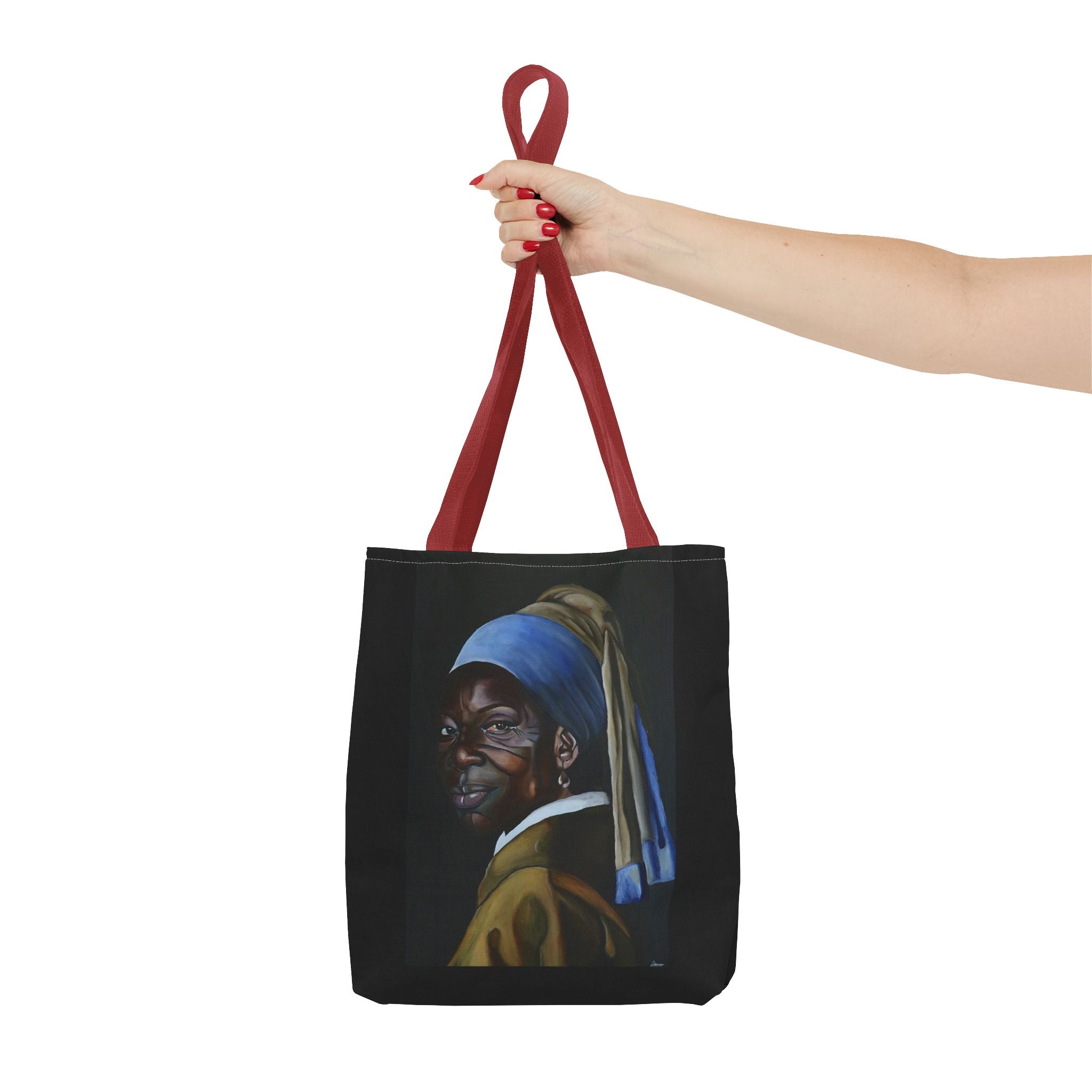 Reimaginning 'Girl with Pearl Earring' Woman Tote Bag — Painted Portrait All-Over Print
