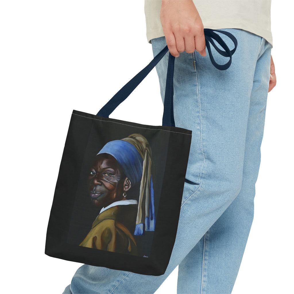 Reimaginning 'Girl with Pearl Earring' Woman Tote Bag — Painted Portrait All-Over Print