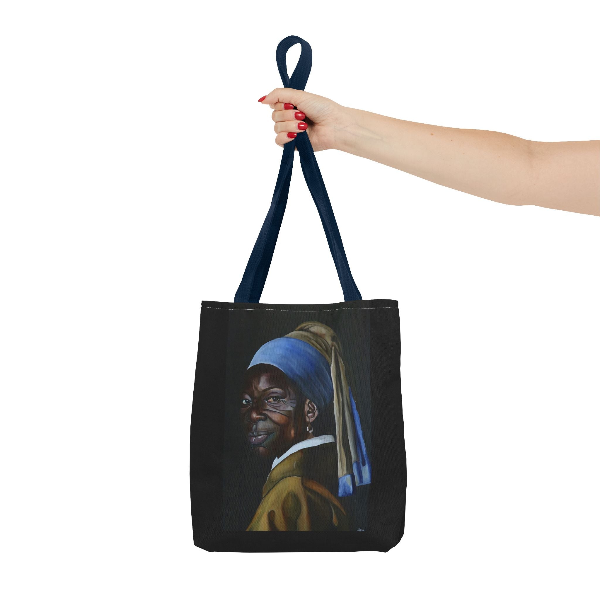 Reimaginning 'Girl with Pearl Earring' Woman Tote Bag — Painted Portrait All-Over Print