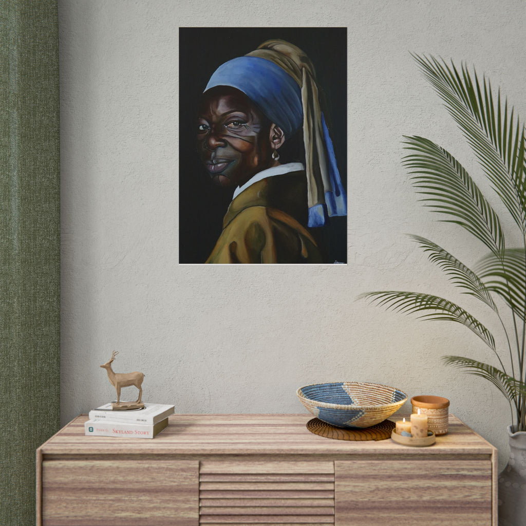'Girl with Pearl Earring' Reimmaginned Rolled Poster | Portrait Wall Art