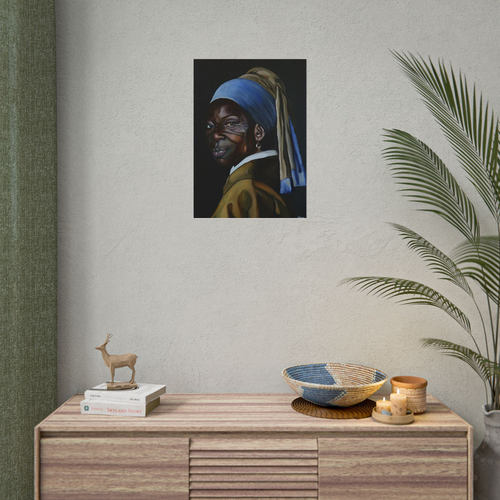 'Girl with Pearl Earring' Reimmaginned Rolled Poster | Portrait Wall Art