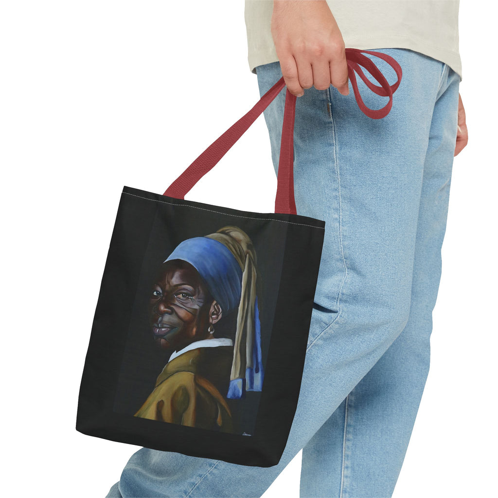 Reimaginning 'Girl with Pearl Earring' Woman Tote Bag — Painted Portrait All-Over Print
